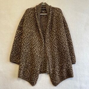Margaret O'Leary Brown Geometric Mohair Merino Wool Cardigan Sweater Womens L